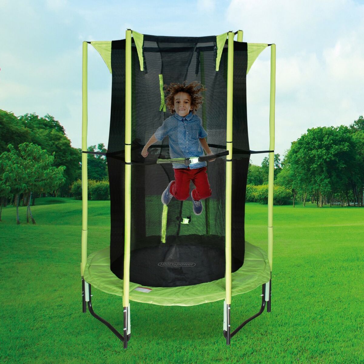 Kindertrampoline met veiligheidsomheining Actief