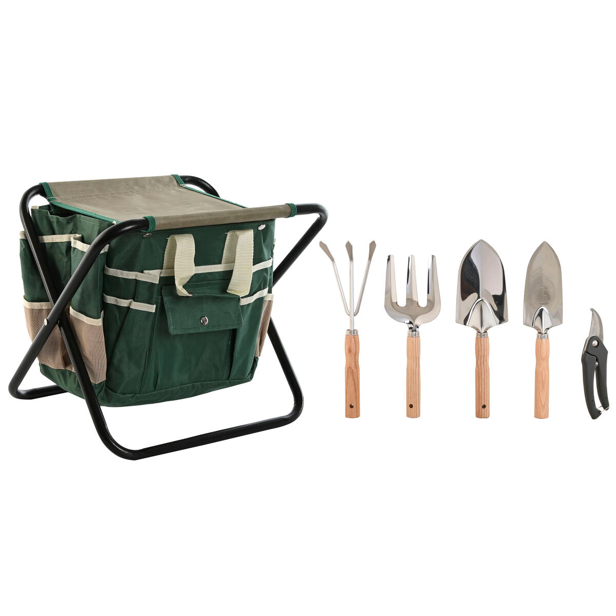 Tuingereedschapset Home ESPRIT 7-delig Zwart Groen Zilver