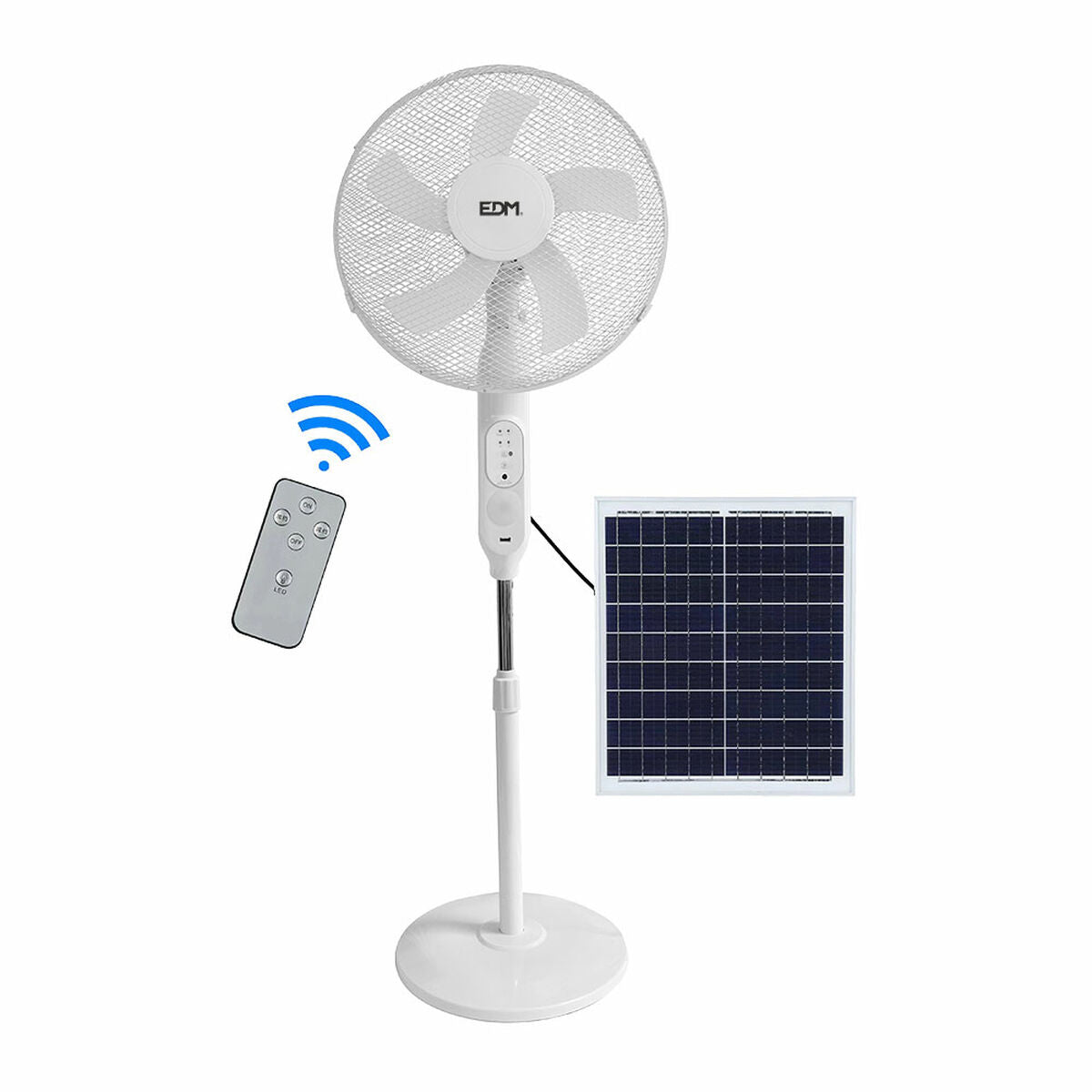 Vrijstaande ventilator wit op zonne-energie