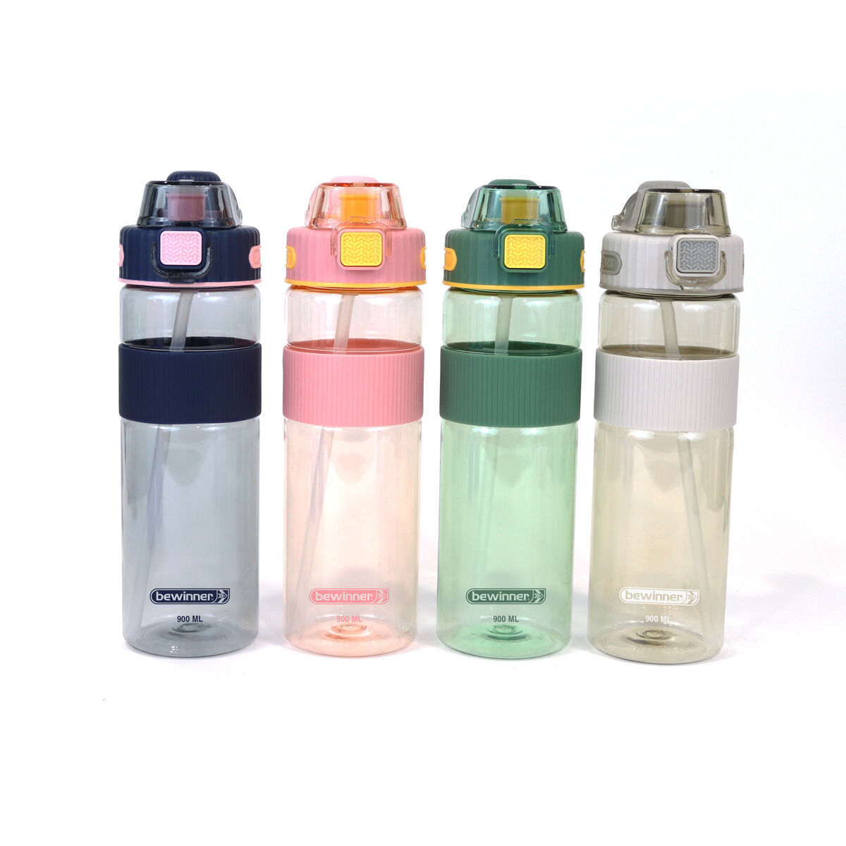 Fles met deksel en rietje Bewinner Multicolor Transparant 900 ml