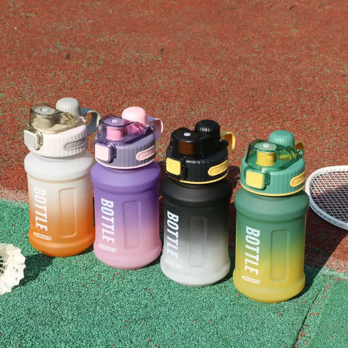 Fles met deksel en rietje Bewinner Multicolor