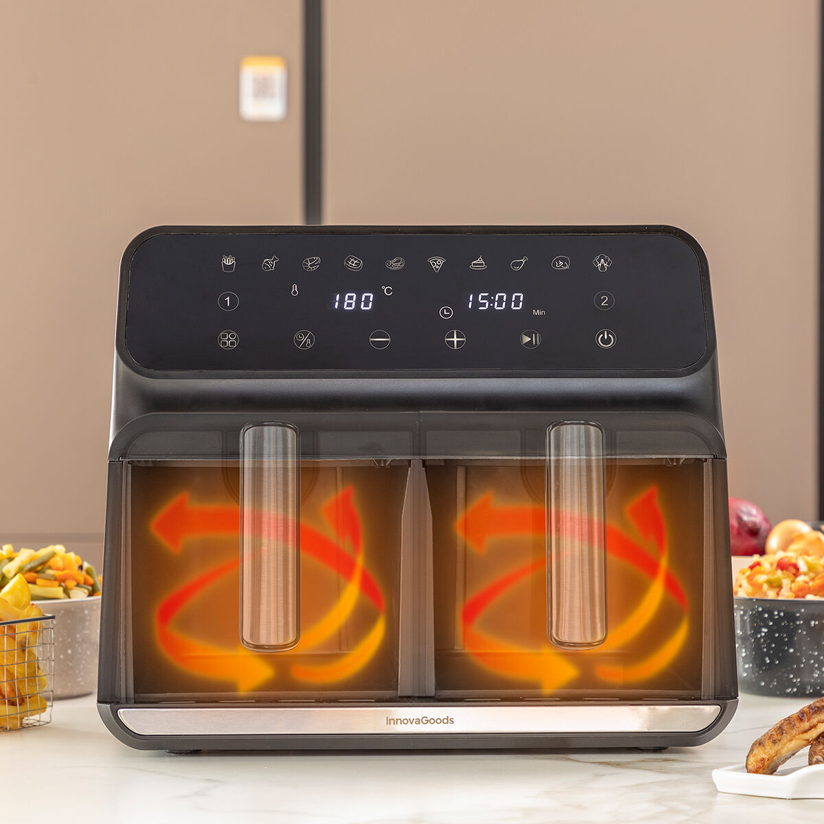 Airfryer Dubbel Zwart Roestvrij staal 