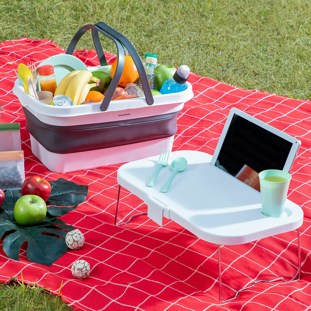 Opvouwbare picknickmand met deksel-tafel 