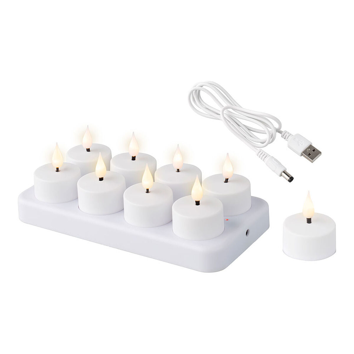 LED-kaars Lumineo Wit Oplaadbaar Binnen (8 stuks)