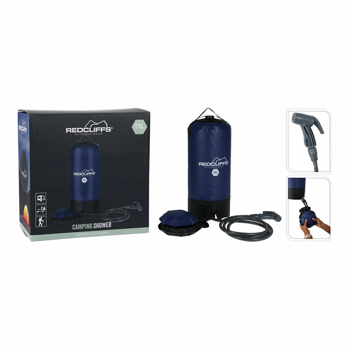 Draagbare douche voor kamperen Redcliffs Blue 11 L