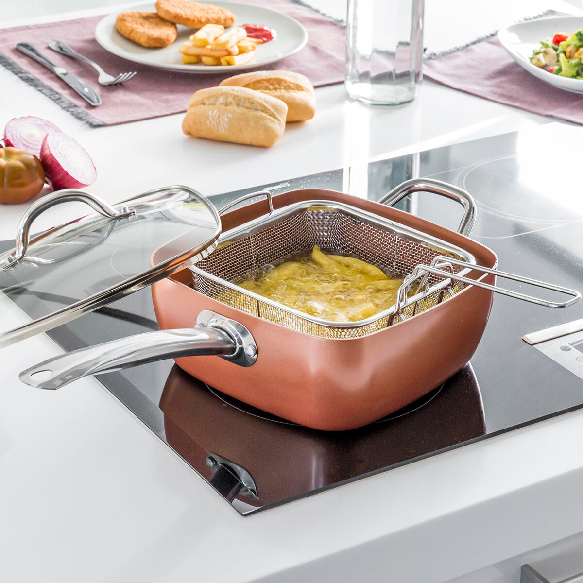 Universele koperen pannenset 5 in 1 Coppans 4-delig