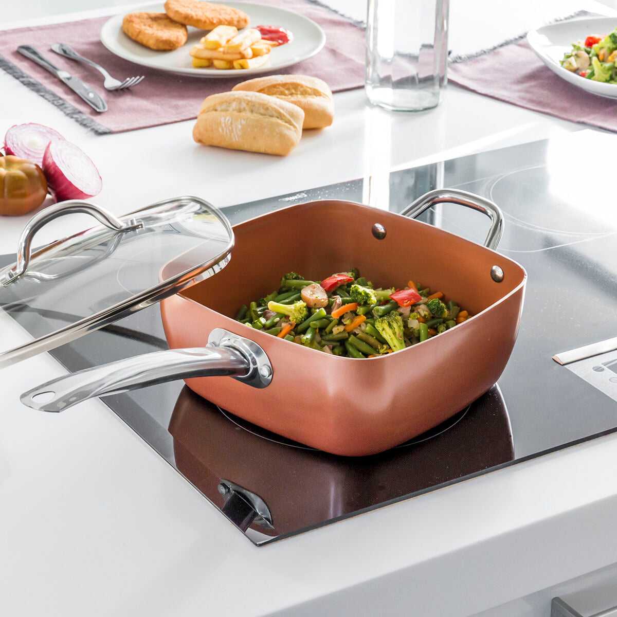 Universele koperen pannenset 5 in 1 Coppans 4-delig