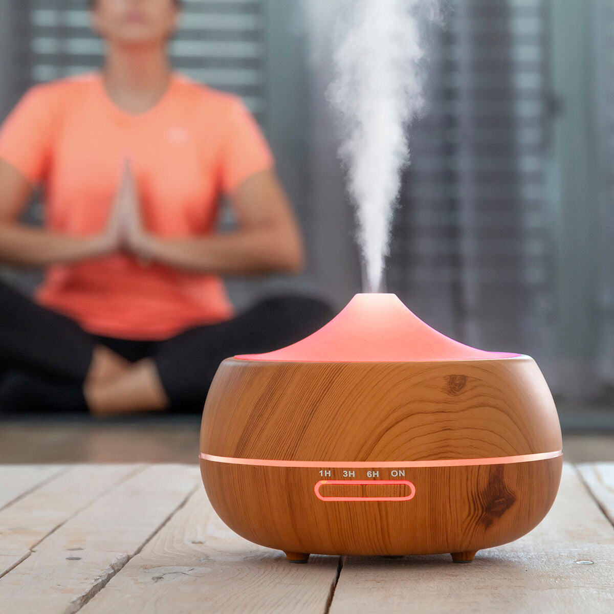 Aroma Diffuser Luchtbevochtiger met Multicolour LED Houten Effect