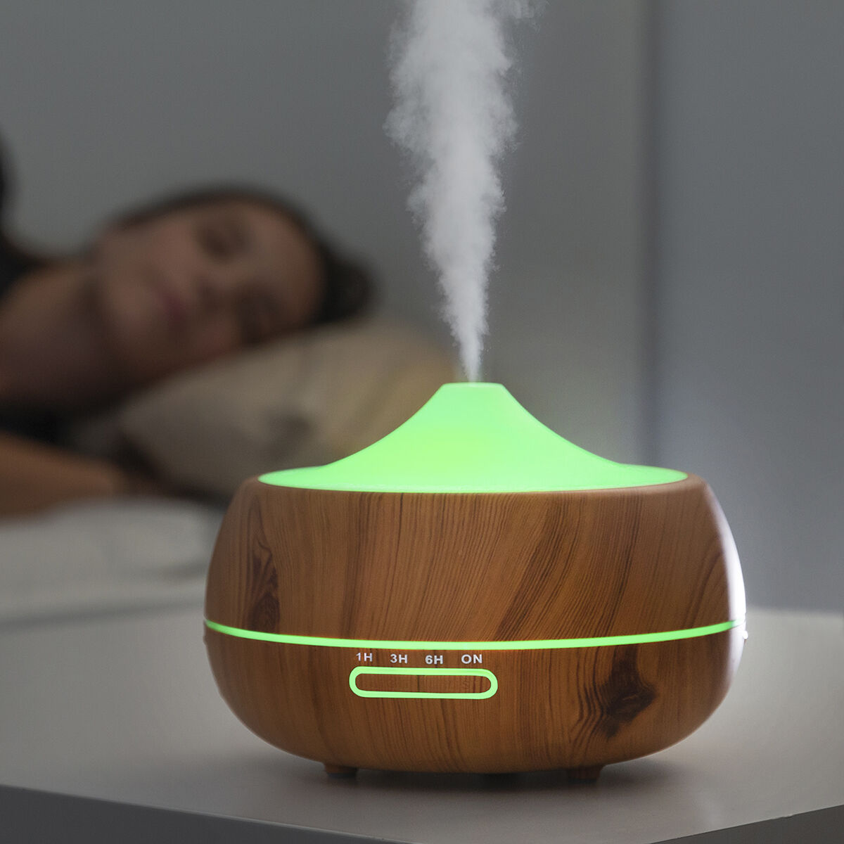 Aroma Diffuser Luchtbevochtiger met Multicolour LED Houten Effect