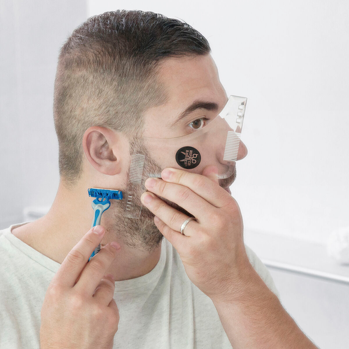 Hipster Barber Baard Sjabloon voor Scheren