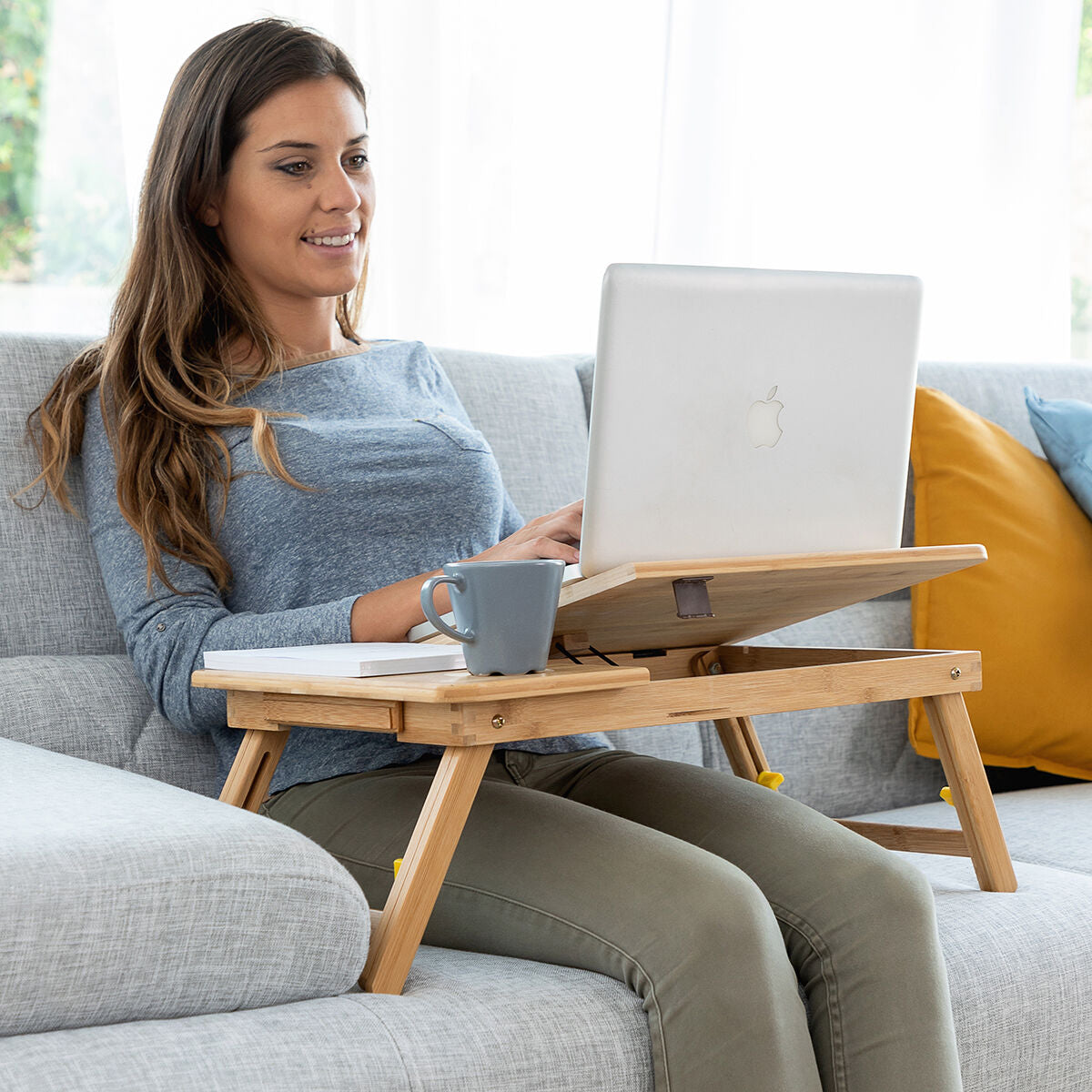 Bamboe opvouwbare bijzettafel Lapwood InnovaGoods 