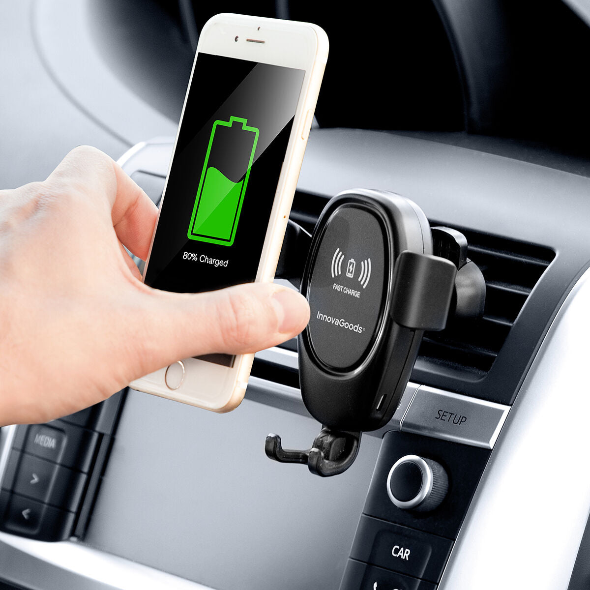 Mobiele telefoonhouder met draadloze oplader voor auto's 