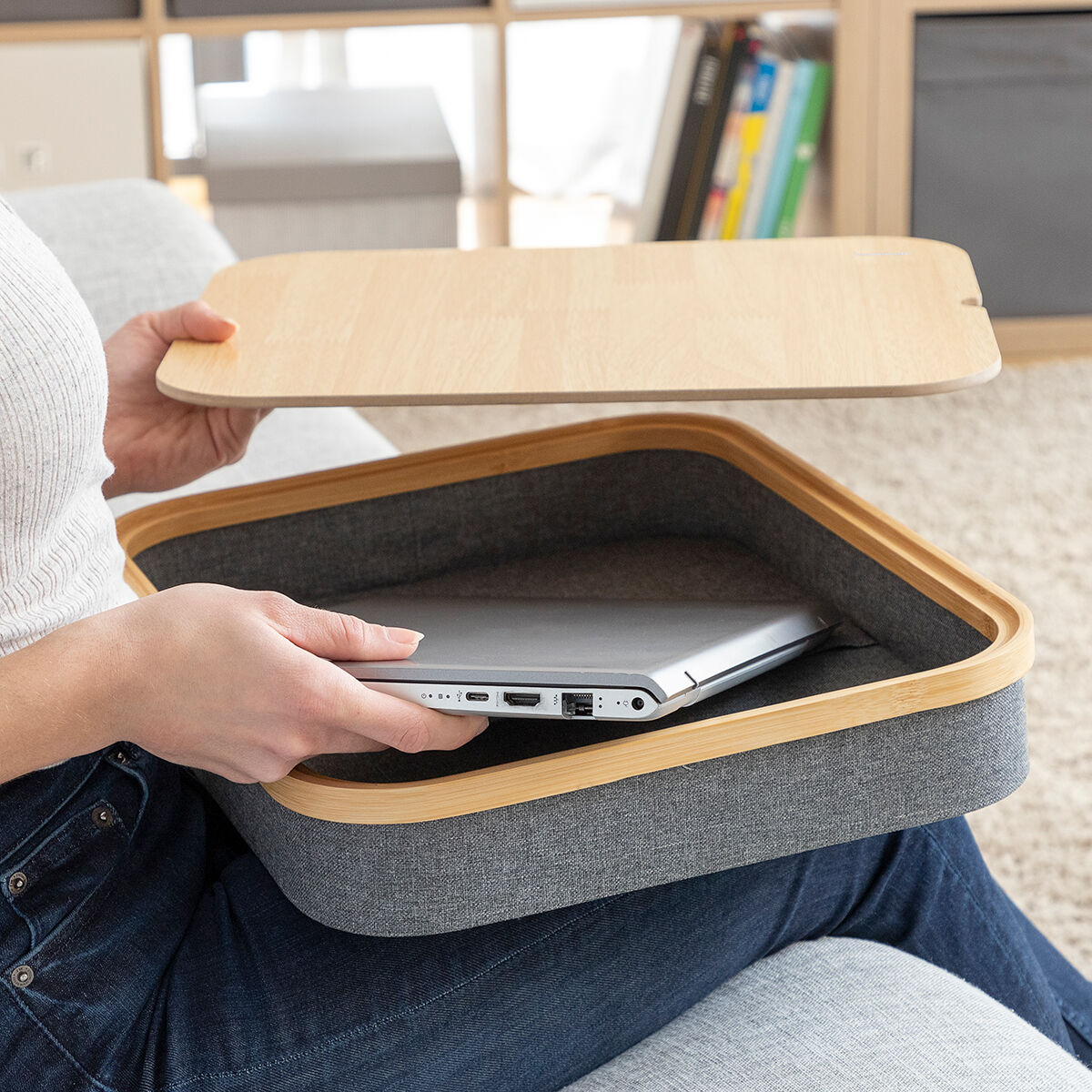 Draagbaar laptopbureau met opbergvak Large