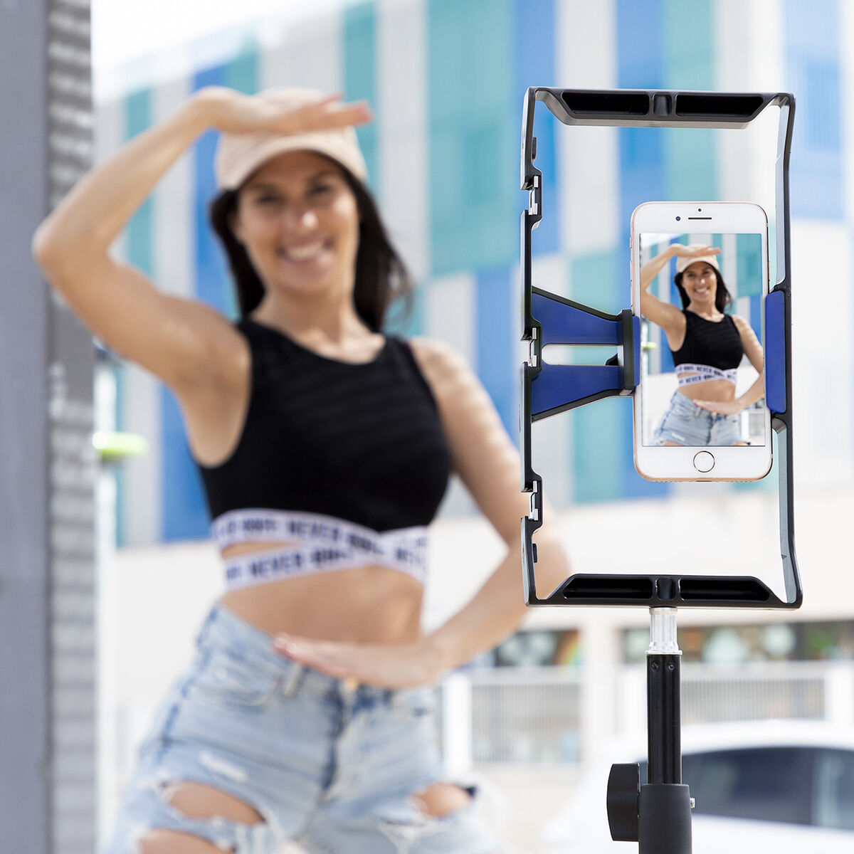 Smartphonehouder met handmatige stabilisator