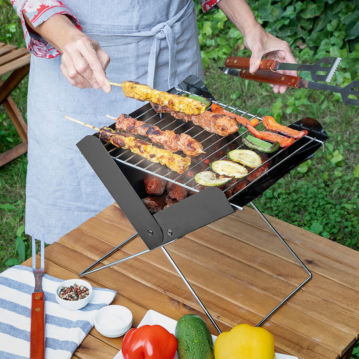 Mini opvouwbare draagbare barbecue voor houtskool Foldecue 