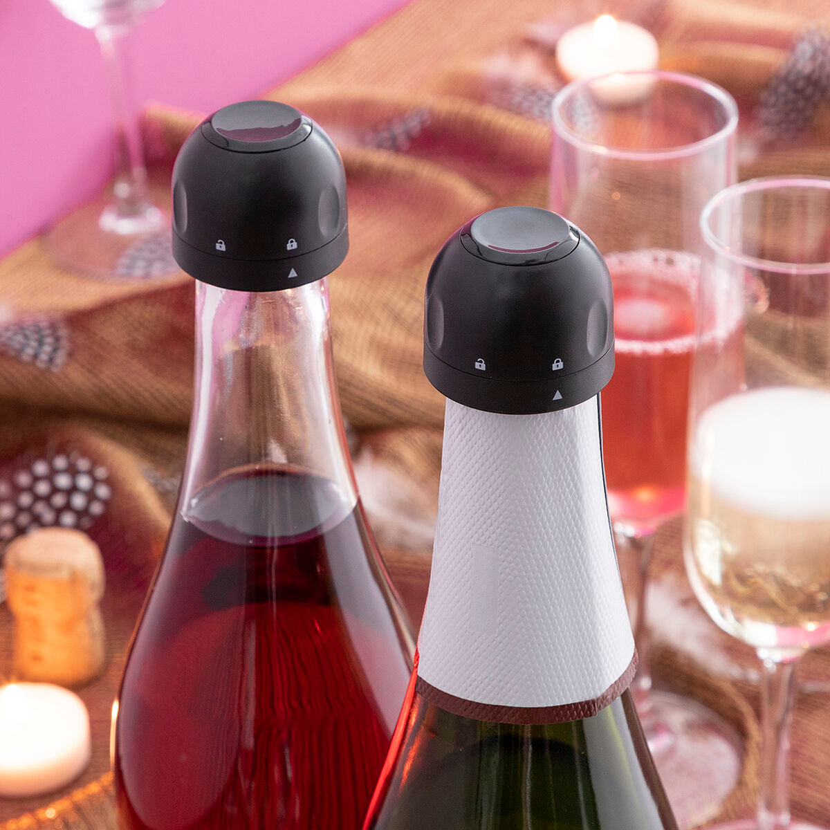 Set champagnestoppers, verpakking van 2 stuks 