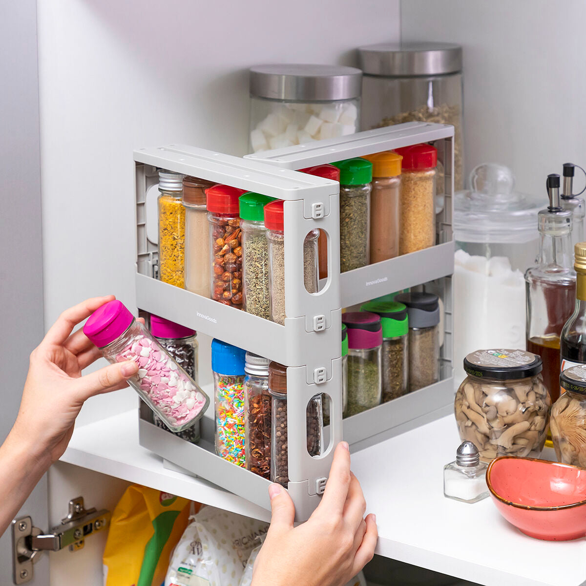 Schuif- en draaibare kruidenorganizer 