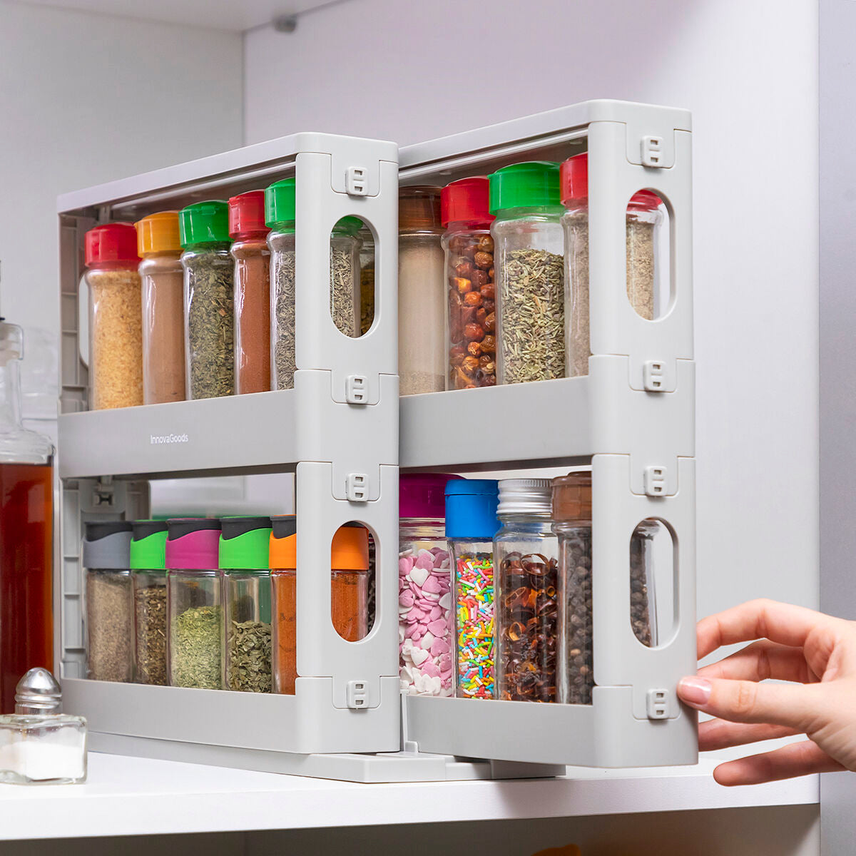 Schuif- en draaibare kruidenorganizer 